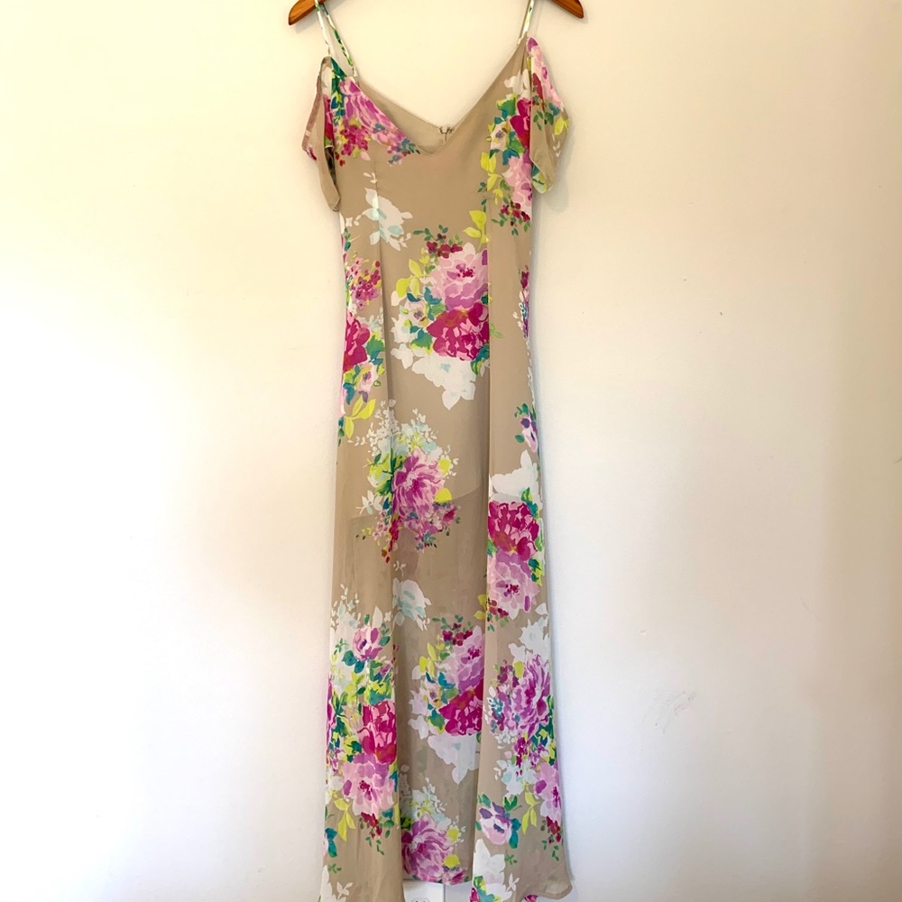 Nasty Gal Vintage Beige dress with floral pattern